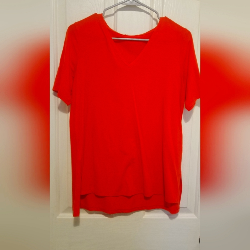 Orange V-neck Blouse